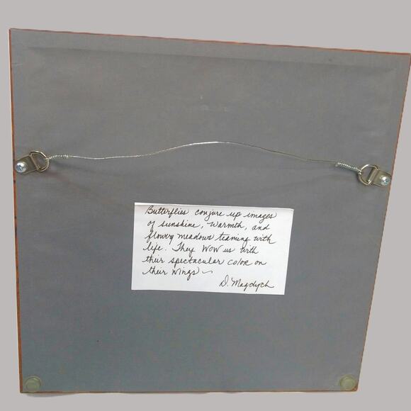 Whimsical Winged Butterfly Framed Art Hand Crafted 10x10 Blue Morpho Family 3D - Picture 6 of 13